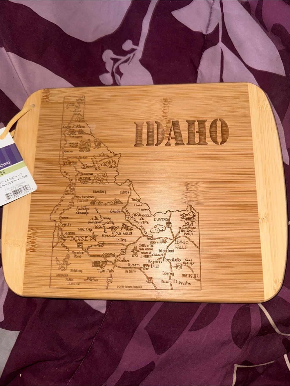 Idaho Engraved Bamboo Cutting/Serving Board - Natural Wood